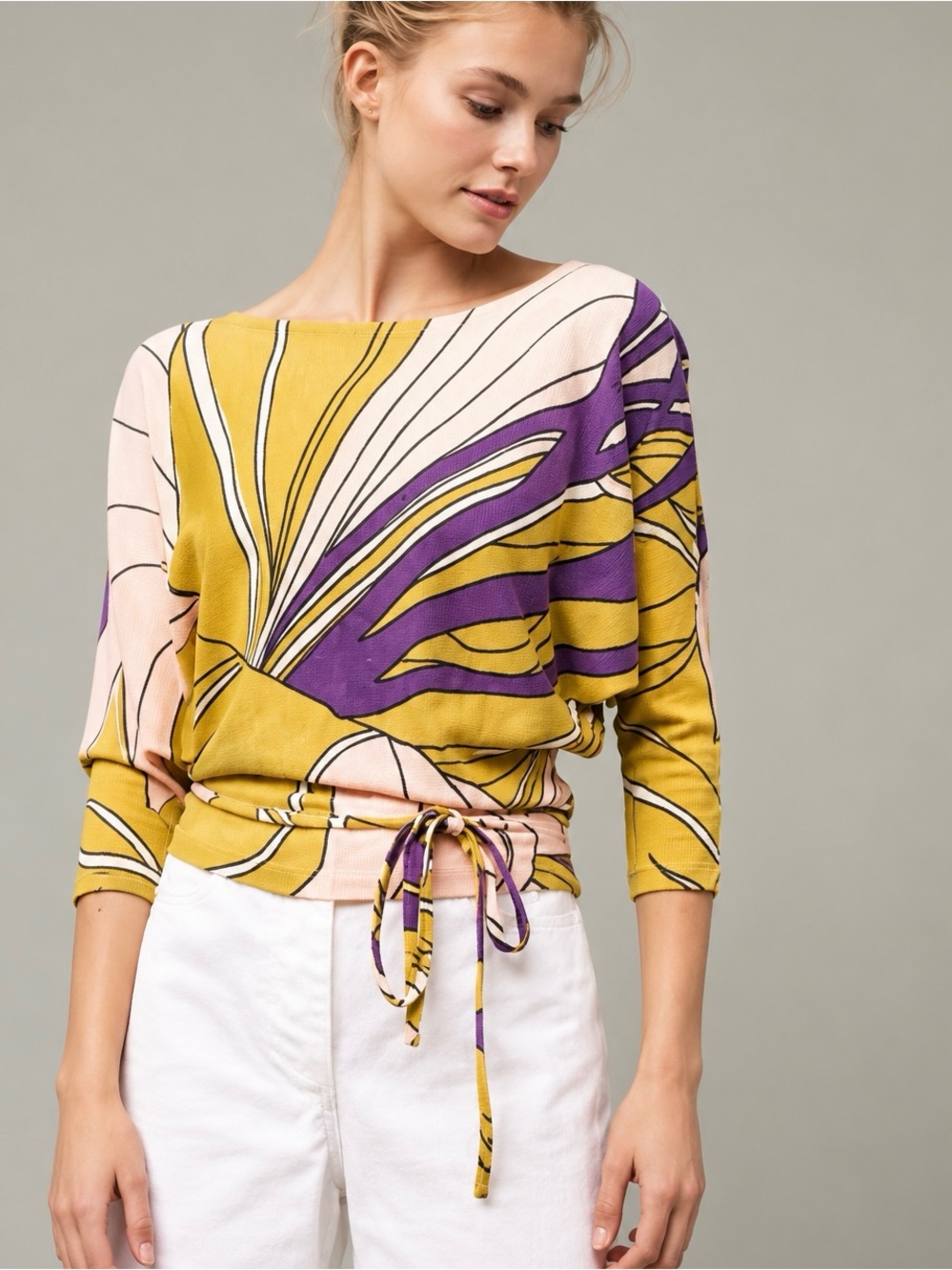 Anthropologie Moth Tramma Floral Wrap Kimono Sweater Wool Knit Top Size S